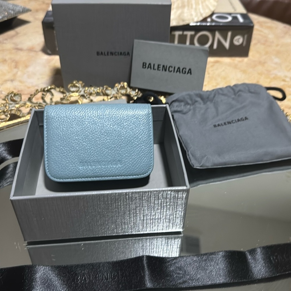 Balenciaga wallet light blue wallet full inclusion